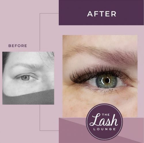 hybrid full set of eyelash extensions before and after