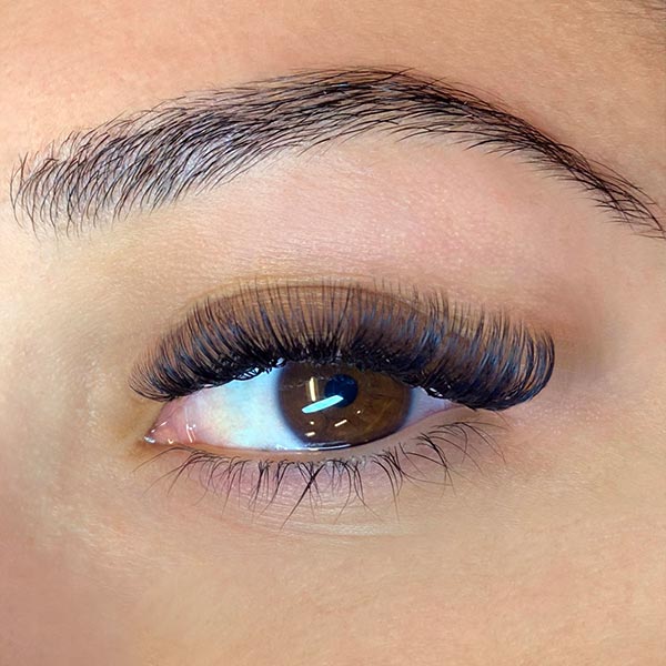 a full set of 'volume: level 2' eyelash extensions from The Lash Lounge