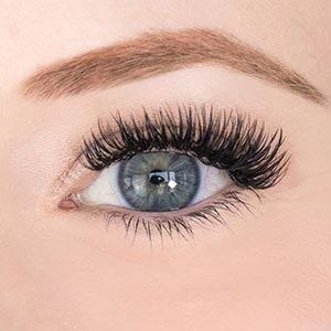 volume eyelash extensions with level 3 lash level and a D lash curl at The Lash Lounge Coppell – S. Denton Tap and Sandy Lake Rds..