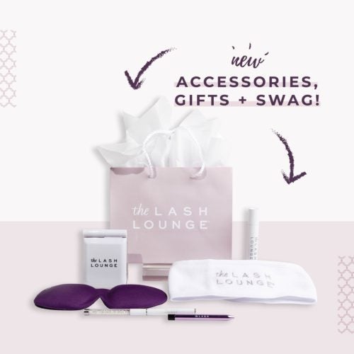 Accessories retail items featuring new gifts and swag from The Lash Lounge
