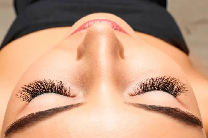 Close up of eyes with lash extensions from The Lash Lounge