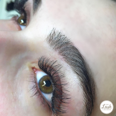 closeup of guest with threaded eyebrows from The Lash Lounge