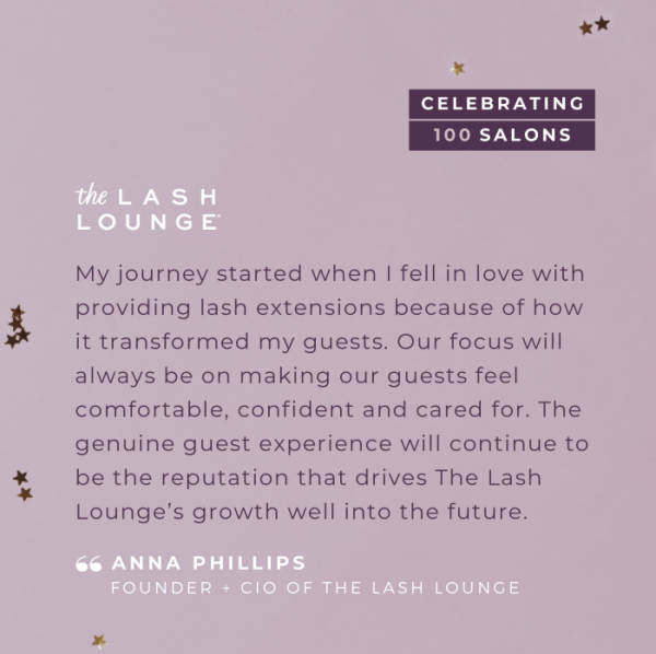 a written statement from the founder, Anna, of The Lash Lounge describing her journey with starting her business