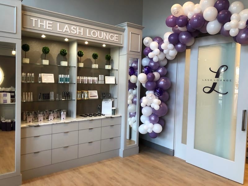 The inside of lobby of the 100th Lash Lounge salon