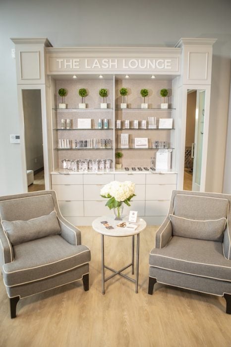 photo of the lobby at The Lash Lounge, where membership visits happen twice per month