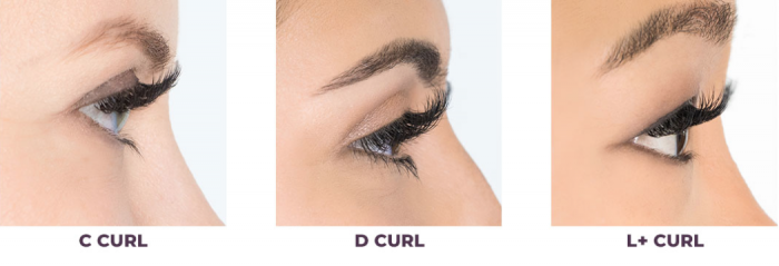 depictions of the 2 curls available at The Lash Lounge: C curl and D curl