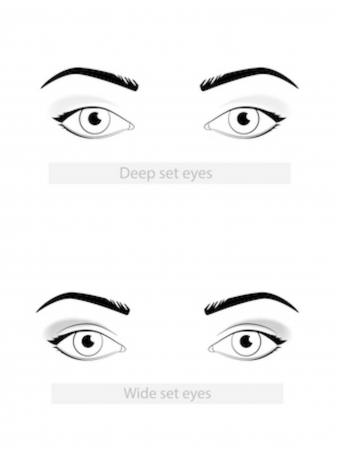 diagram of deep set eyes and wide set eyes unique eye shape