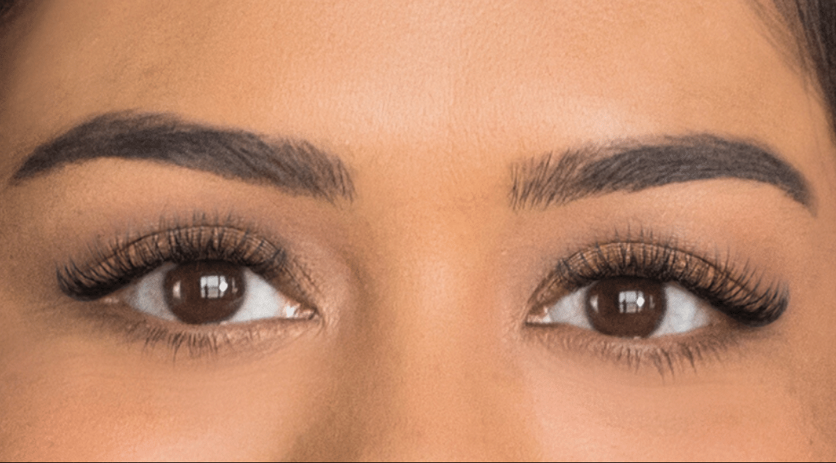 closeup of eyes and brown tinted brows from The Lash Lounge