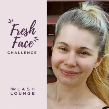 Lash Lounge guest, Cassie, posing for a selfie for The Lash Lounge's "Fresh Face" Challenge