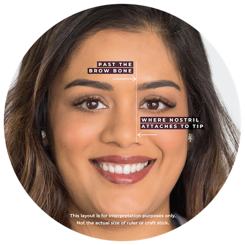 an illustration showing where to measure where your brows should start and end