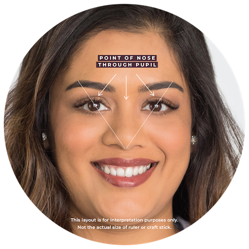 an illustration depicting where to locate the highest arch point of your brows
