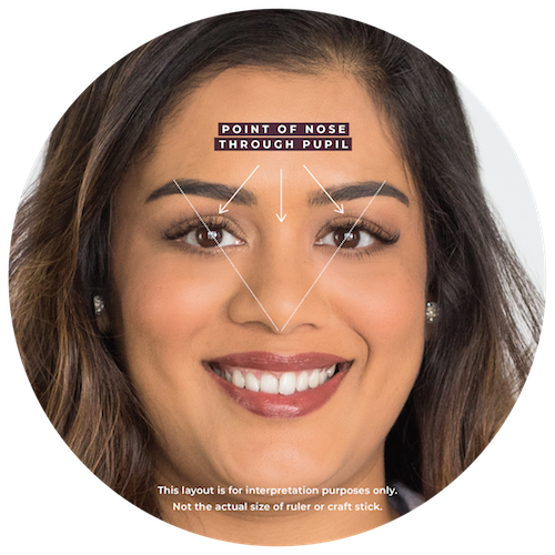 an illustration depicting where to locate the highest arch point of your brows