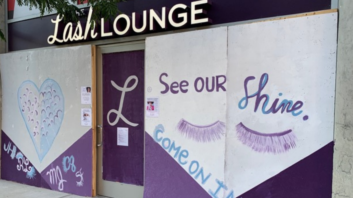 The Lash Lounge "See OUR Shine" mural outside Chicago River North salon