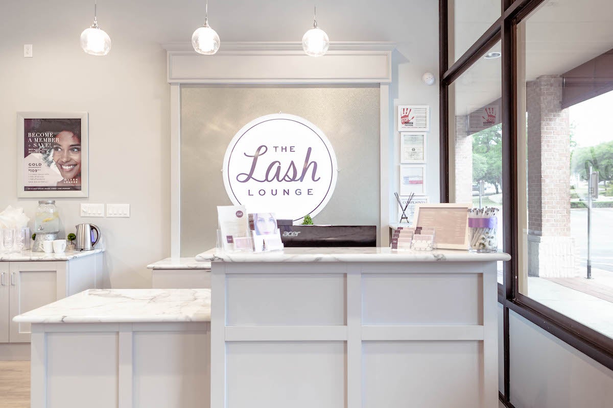 The Lash Lounge front desk area for making appointments for eyelash extensions