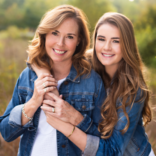 mother with her teenage daughter outdoors for a sweet mother-daughter photo