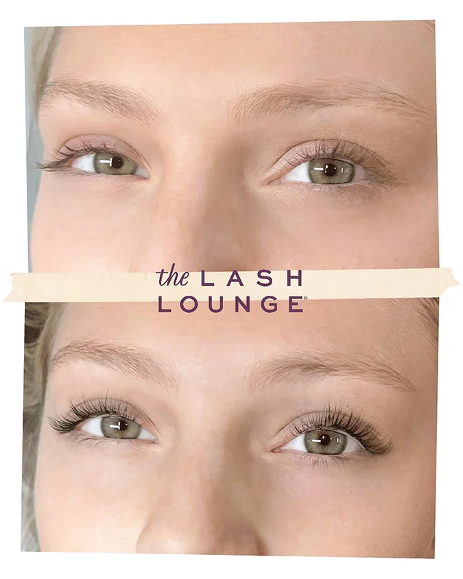woman with a lash lift and tint before and after