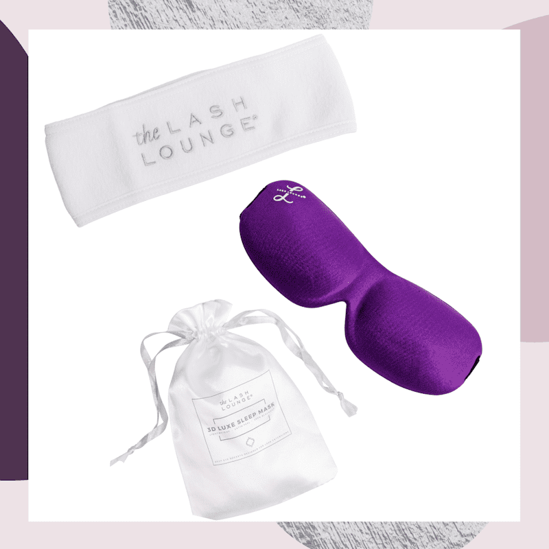 lSleep mask and white spa headband from The Lash Lounge