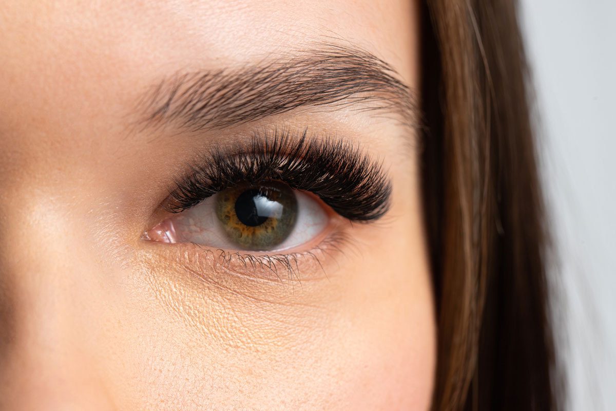 closeup of woman with eyelash extensions