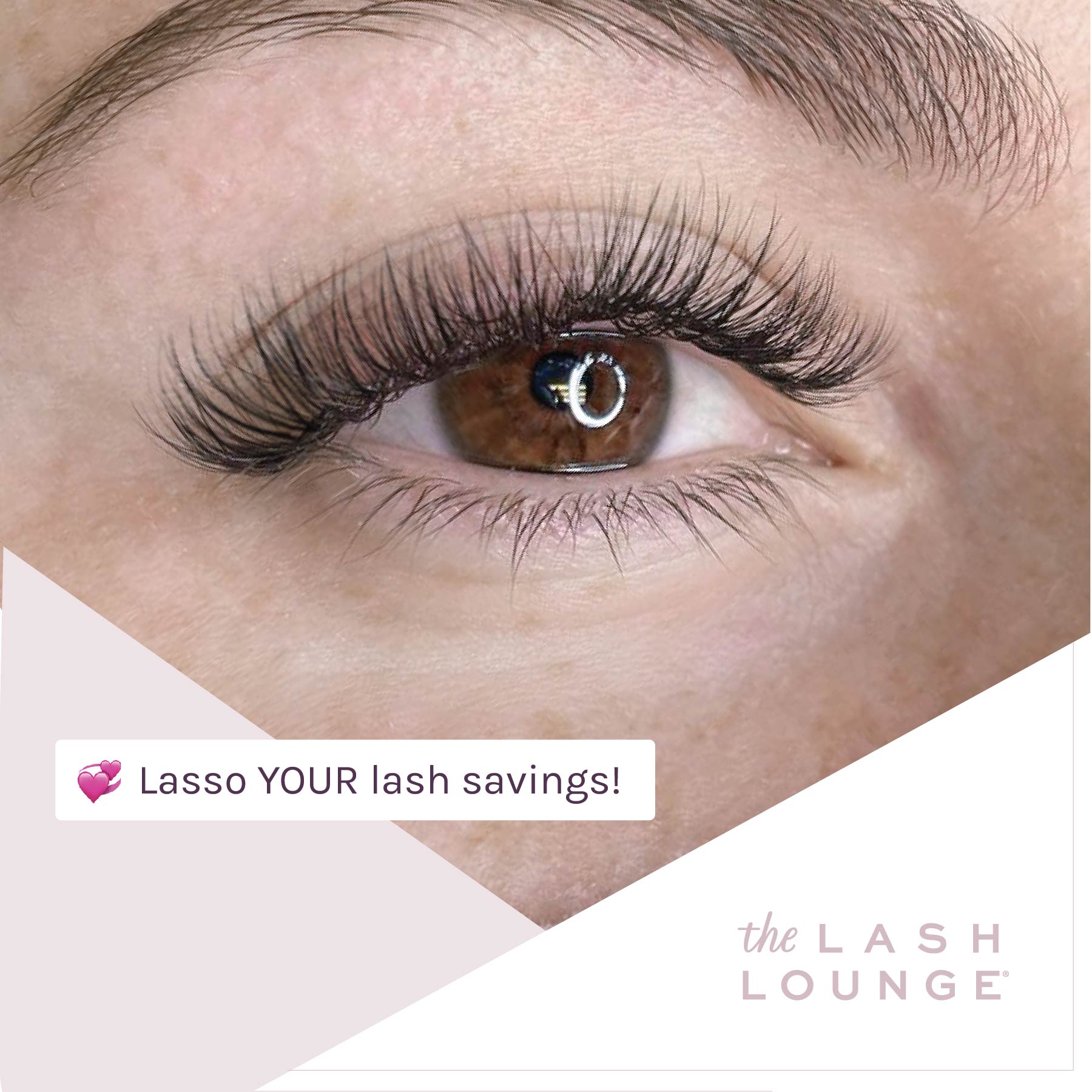 closeup of full set of classic lash extensions for savings at The Lash Lounge