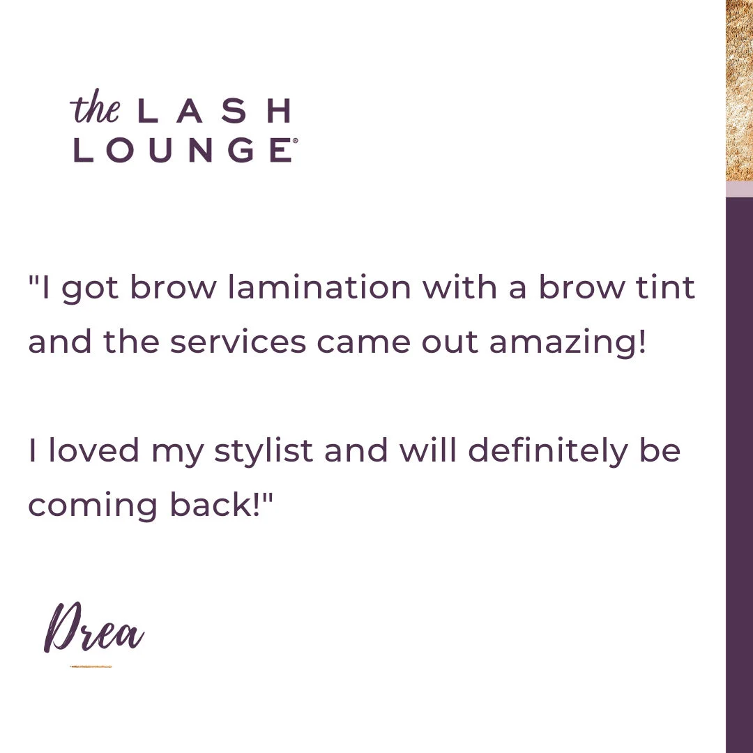 testimonial graphic about brow lamination