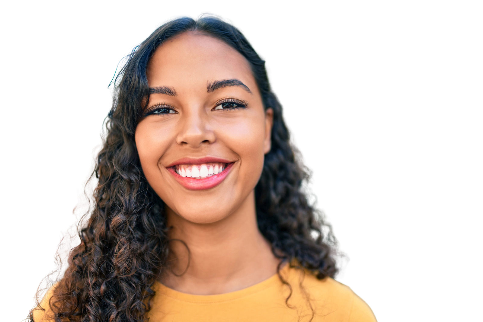 young black woman smiling with lash extensions