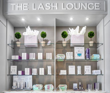 One of The Lash Lounge salon's retail walls.