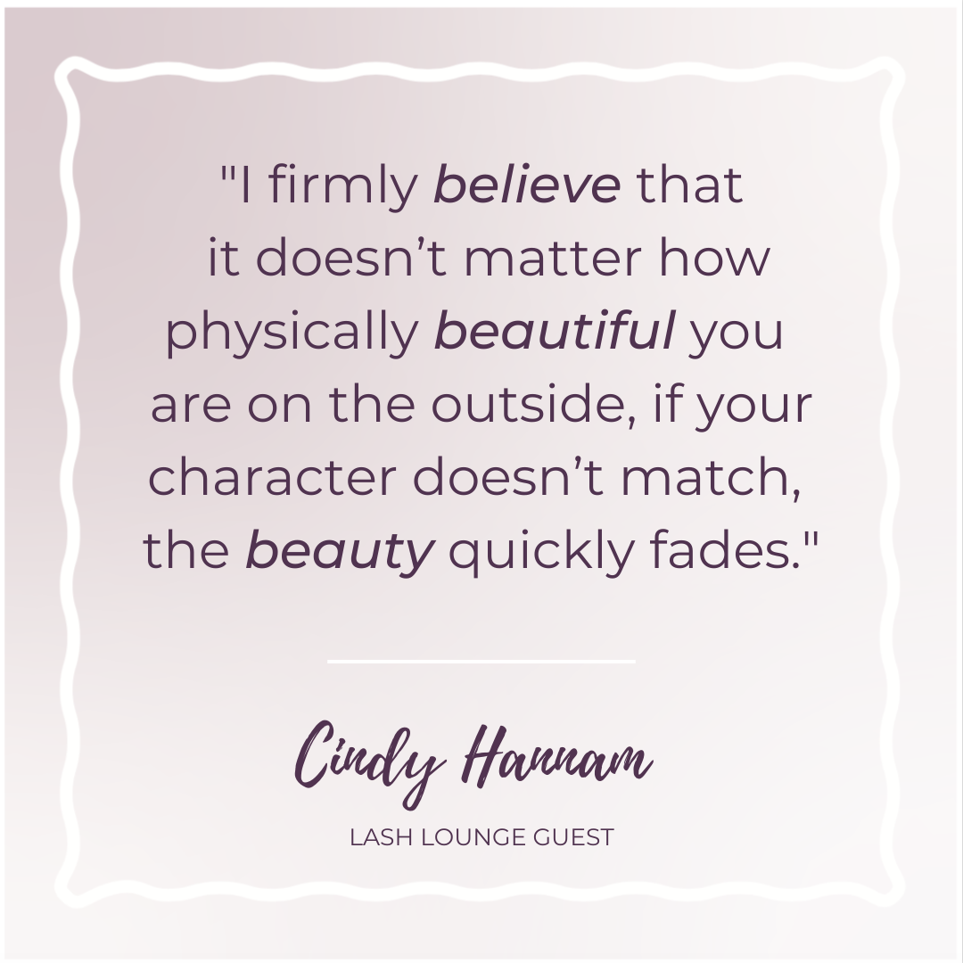 quote from Lash Lounge guest Cindy Hannam