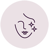 An icon of a face sparkling with confidence.