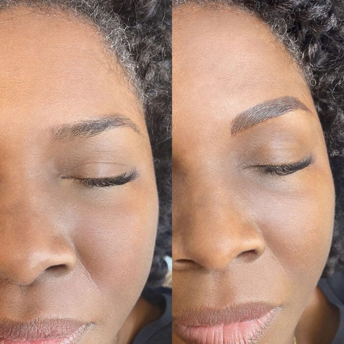 Microblading before and after on a Black woman