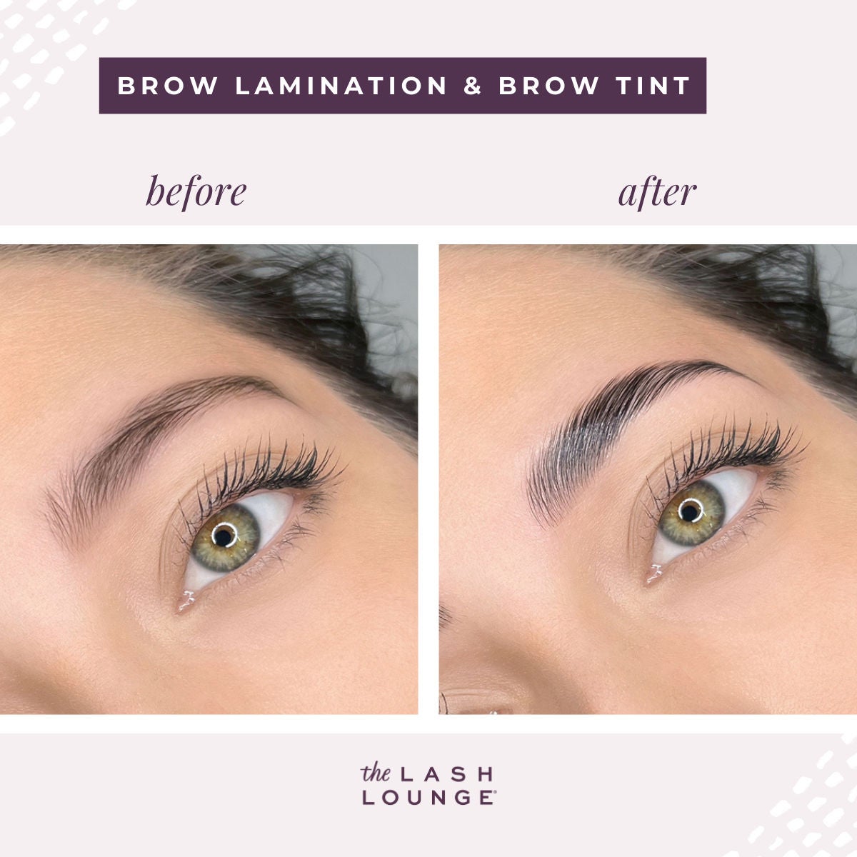 before and after of brow lamination