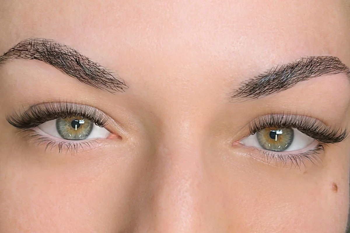 close-up of woman's lash extensions