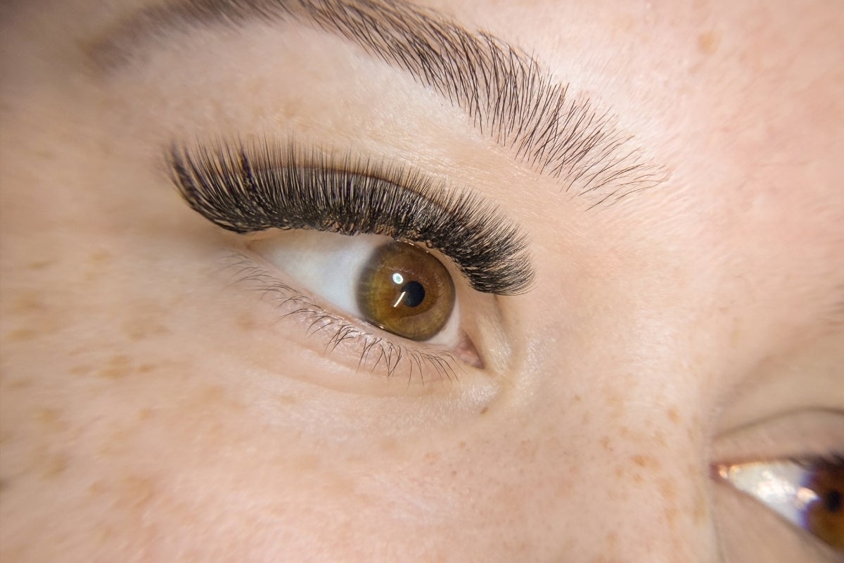 extreme close up of CC curl lash extensions